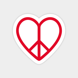 Love and peace, red heart with peace sign Sticker